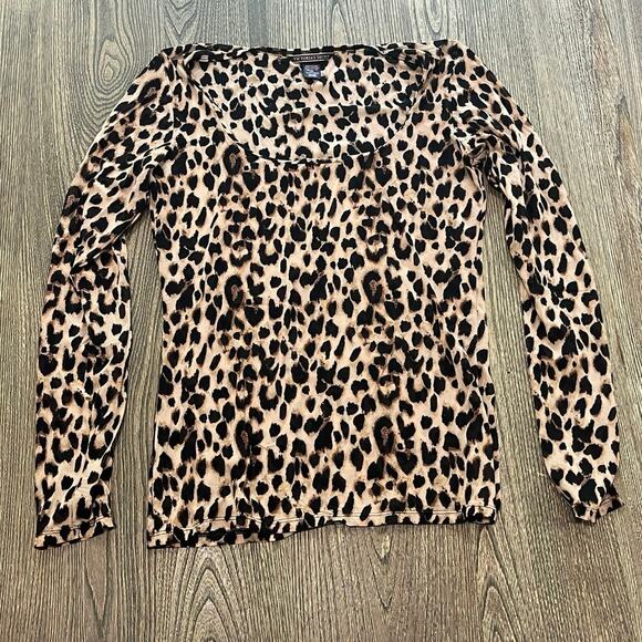 Victoria’s Secret Leopard Print Semi Sheer Mesh Top Long Sleeve Multicolor Sz S - Picture 1 of 4